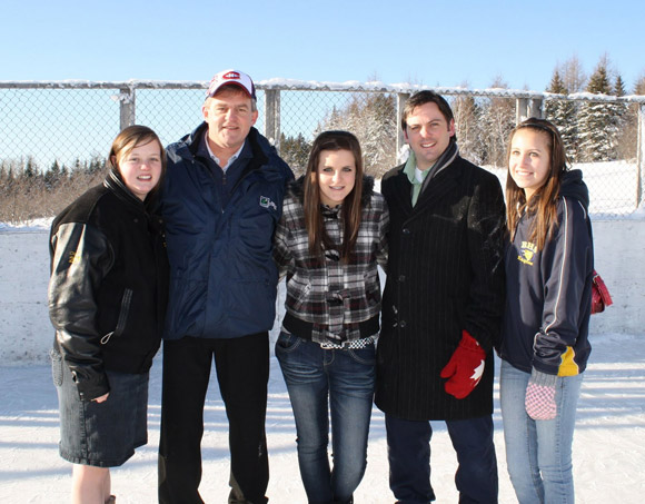 Jessica McIntyre, Premier David Alward, Taylor Colford, MLA Jake Stewart and Allison Underhill. 