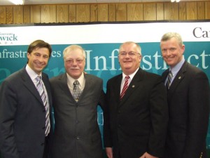 Premier Shawn Graham, Blackville Mayor Glen Hollowood, Southwest Miramichi MLA Rick Brewer and Tobique-Mactaquac MP Mike Allen