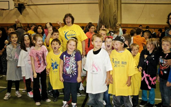 Mrs. Jennifer Hambrook with Blackville School students.