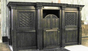 A confessional booth similar to the one in St. Raphael’s church