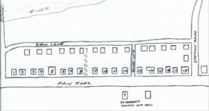 The above rough map illustrates the shortcut I took behind the houses between the Back Lane and the Main Road.