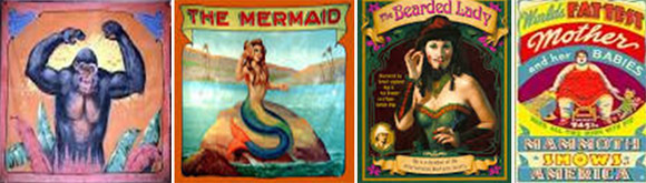 A selection of circus ‘freak show’ banners