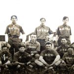 Blackville Baseball Team, July 1, 1909.<br />Front Row, left to right, J McLaggan, Leo MacCormick, Thomas A Belmore, Howard Harris;<br />Center Row - J A Layton, Murdock Burns; Back Row - Ray McKendrick, Arthur MacKenzie and Arthur Arbo. Blackville Baseball Team, July 1, 1909.<br />Front Row, left to right, J McLaggan, Leo MacCormick, Thomas A Belmore, Howard Harris;<br />Center Row - J A Layton, Murdock Burns; Back Row - Ray McKendrick, Arthur MacKenzie and Arthur Arbo.