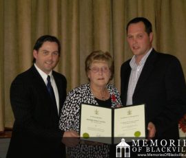 Blackville Women's Institute Celebrates 80 Years of Service: MLA Jake Stewart with Women's Institute President Lillian Brennan ~ Photo provided by Jake Stewart