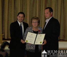 Blackville Women's Institute Celebrates 80 Years of Service: MLA Jake Stewart with Women's Institute President Lillian Brennan ~ Photo provided by Jake Stewart